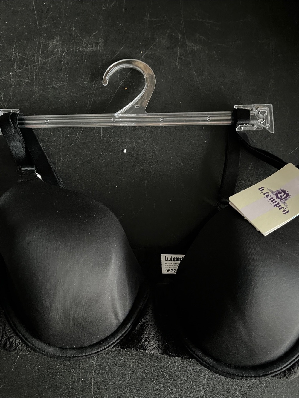 Wacoal Black Smooth T-Shirt Bra with Lace Trim